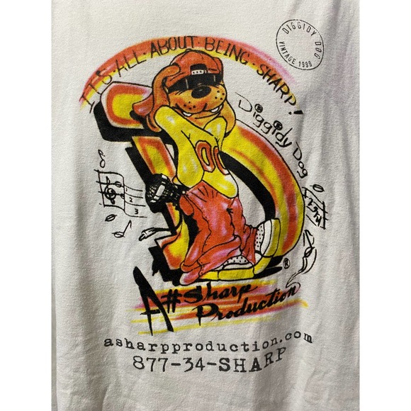 Vintage Hip Hop shirt Diggidy Dog A Sharp Production white shirt 2XL - Picture 12 of 12